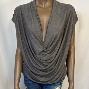 bobi Los Angeles Gray Drape Top